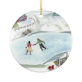 Load image into Gallery viewer, Christmas Day Skate Date Watercolor Ceramic Ornament