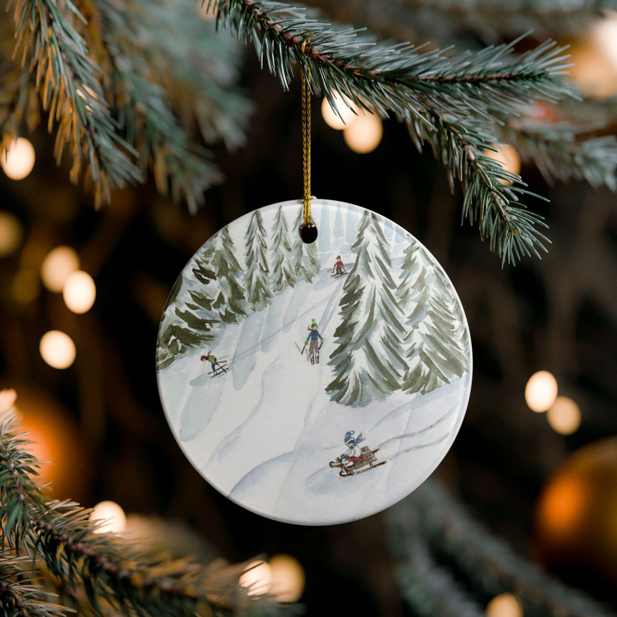 Buena Vista Christmas Watercolor Ceramic Ornament