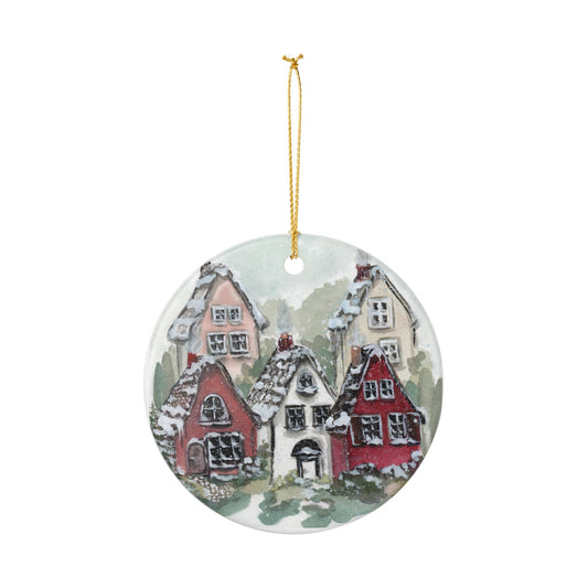 Diane's Winter Walk Watercolor Ceramic Ornament