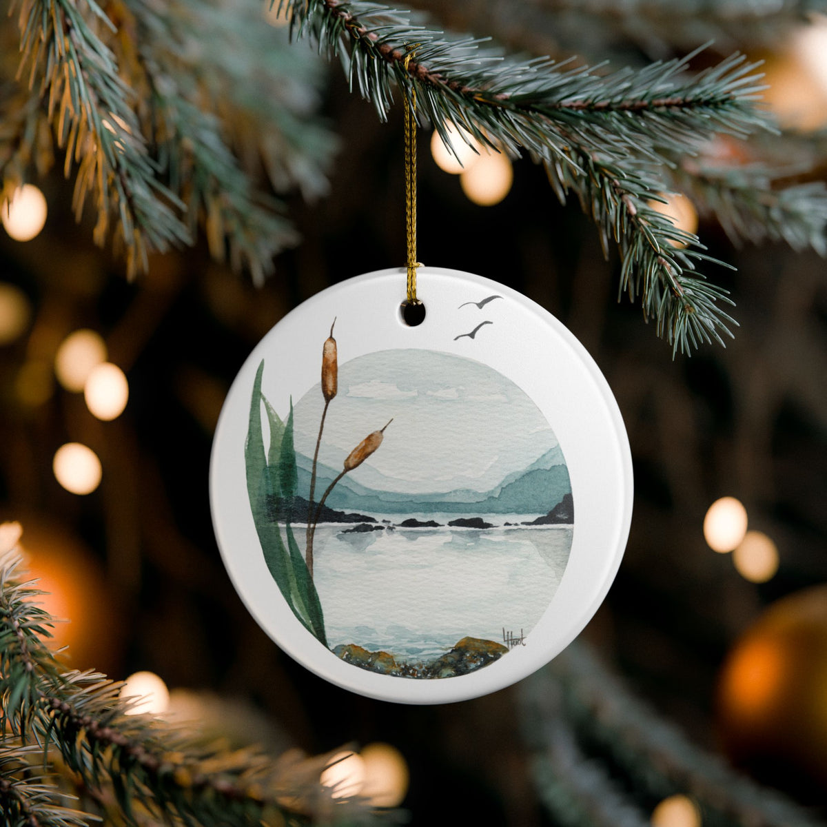 Blue North Watercolor Ceramic Ornament