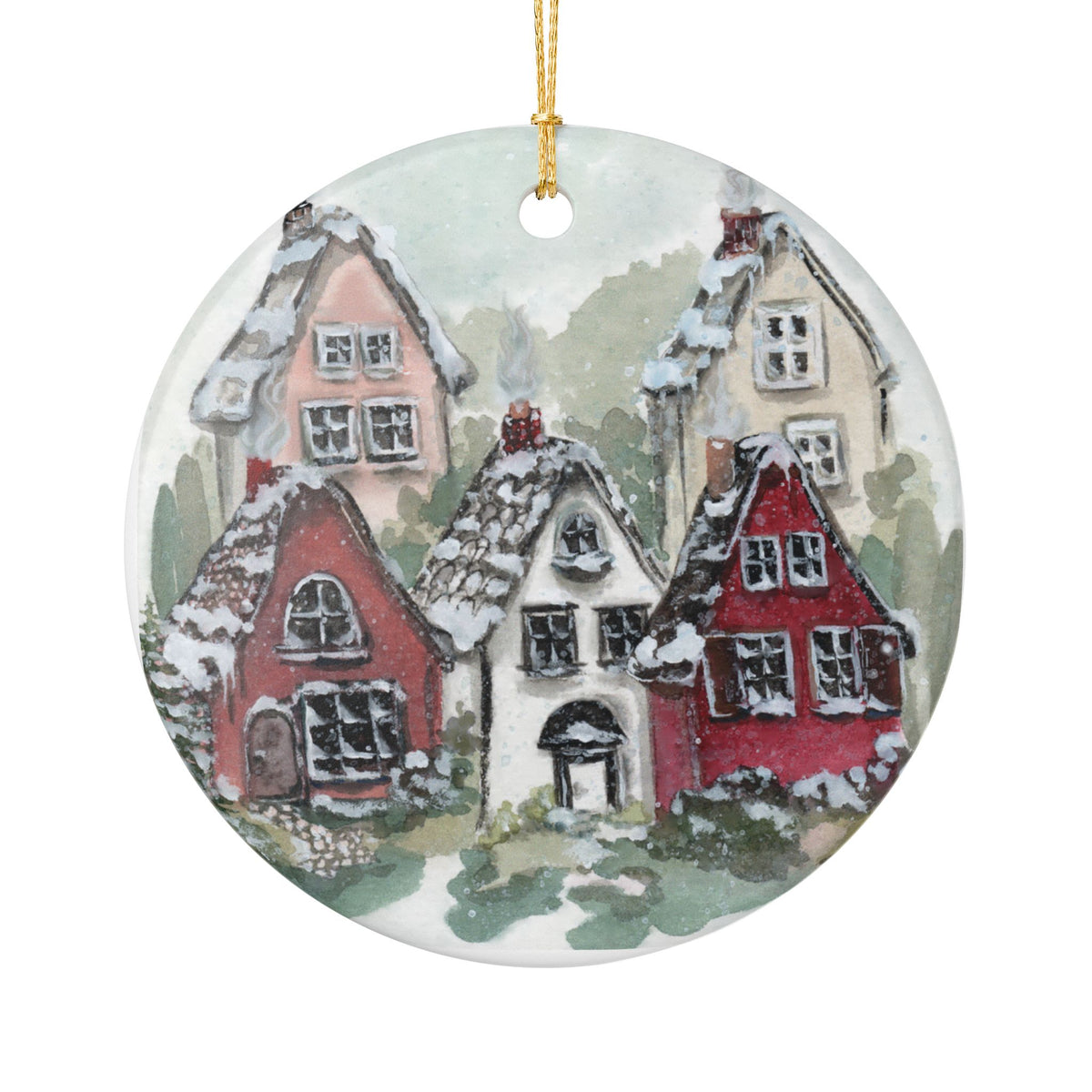 Diane's Winter Walk Watercolor Ceramic Ornament