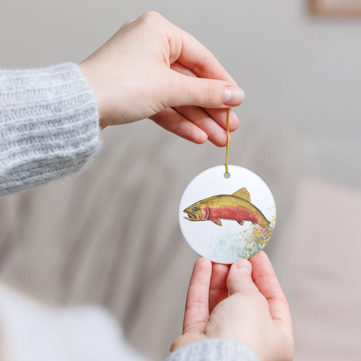 Watercolor Cutthroat Trout Ceramic Ornament