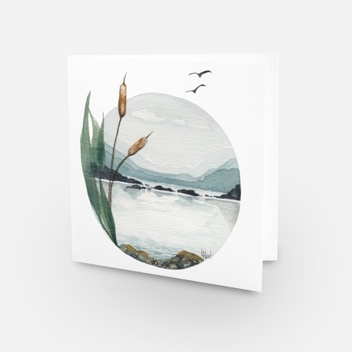 Blue North Watercolor Greeting Card