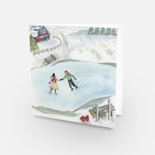 Christmas Day Date Watercolor Greeting Card