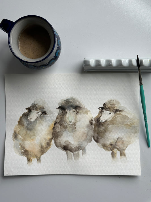 Billy, Goat and Gruff Beginner's Watercolor Sheep Class