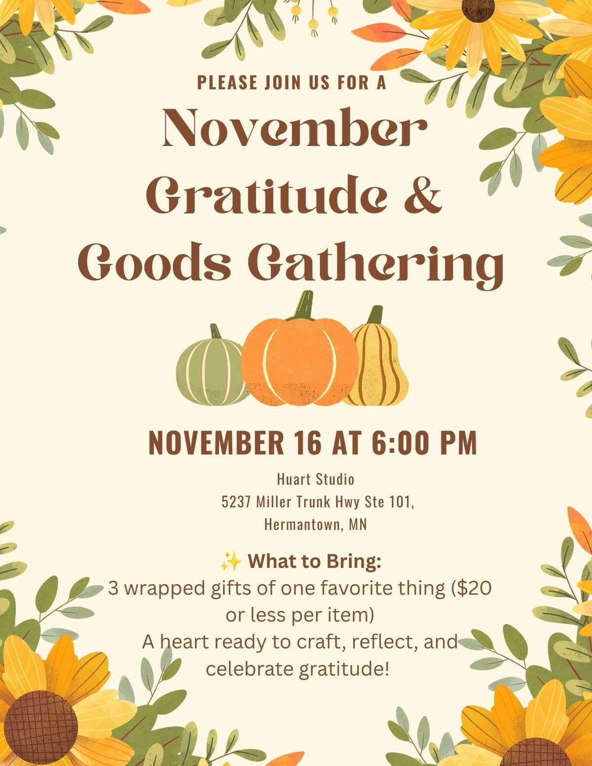 Gratitude and Goods Gathering