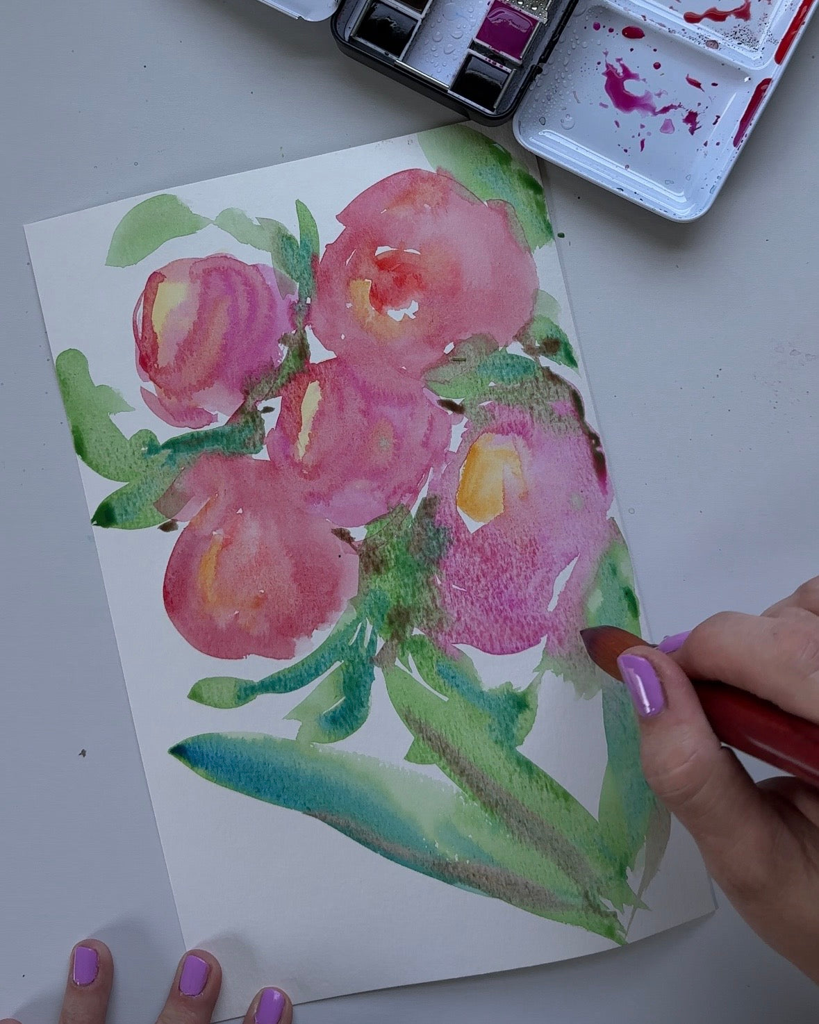 June Flower Series: Watercolor + Ink Roses