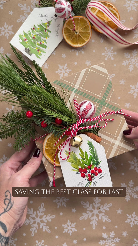 Christmas Cottage Watercolor Gift Tag Class
